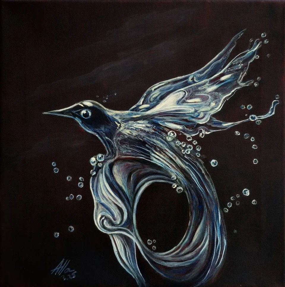 Liquid Bird in Flight – A Surreal Creature of Water and Motion