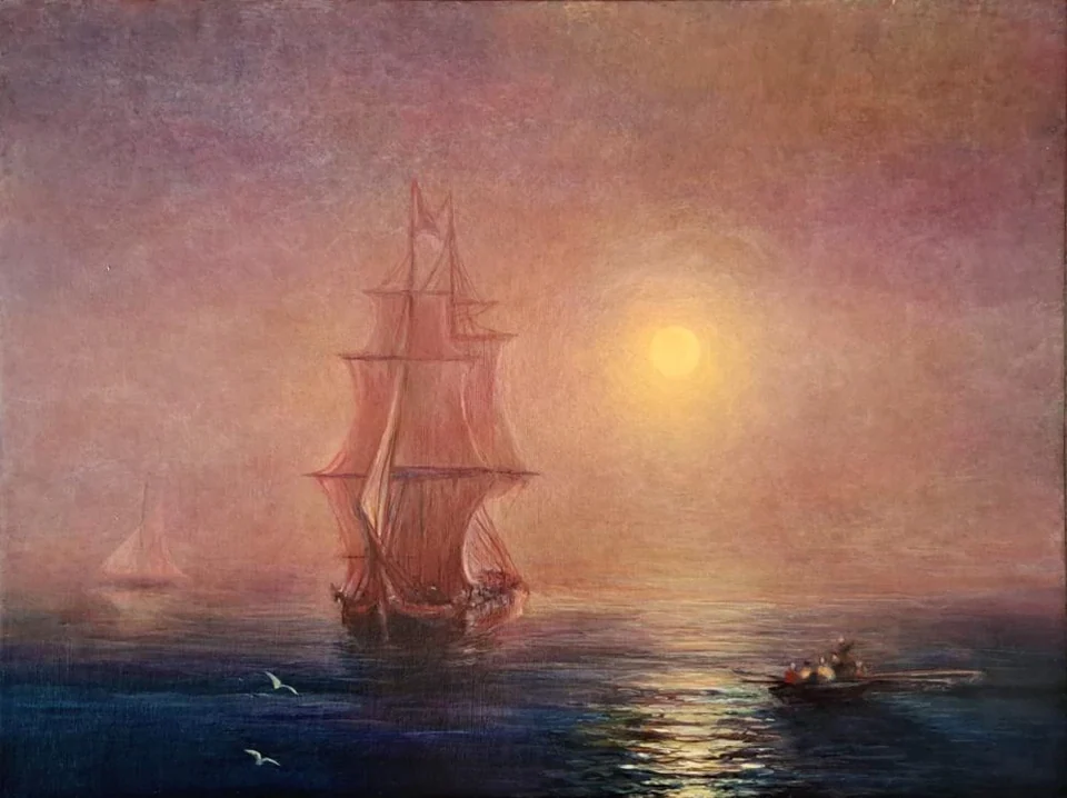 Golden Dawn at Sea — Inspired by Ivan Aivazovsky
