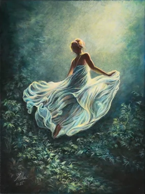 Ascending the Moonlit Path – Symbolist Dreamscape