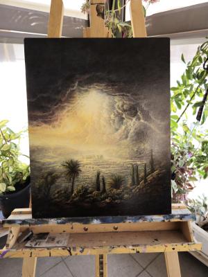 Ruins Before the Storm – Dramatic Landscape Painting