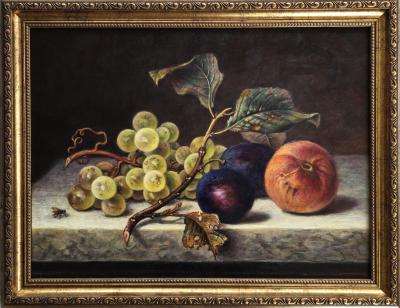 Grapes, Plums, and a Peach – Classic Still Life
