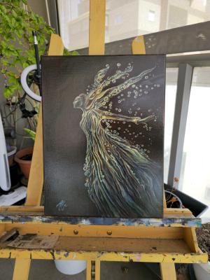 Water Spirit – Flowing Female Figure in Motion