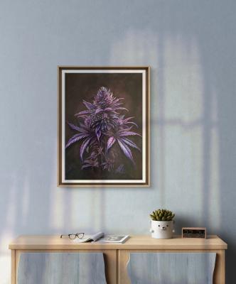 Purple Indica Flower – Symbolist Botanical Painting