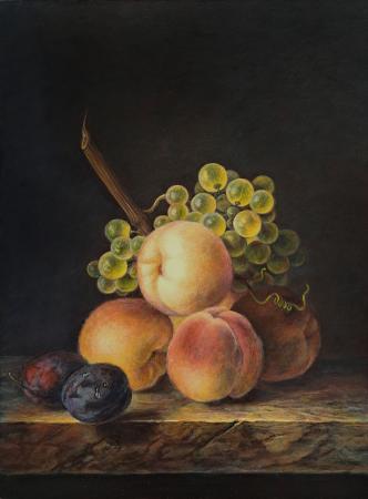 Peaches and Grapes – Classic Still Life