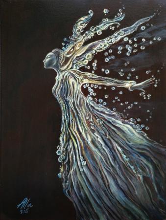 Water Spirit – Flowing Female Figure in Motion