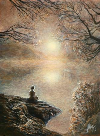 Watching the Sunrise – Romantic Symbolist Landscape