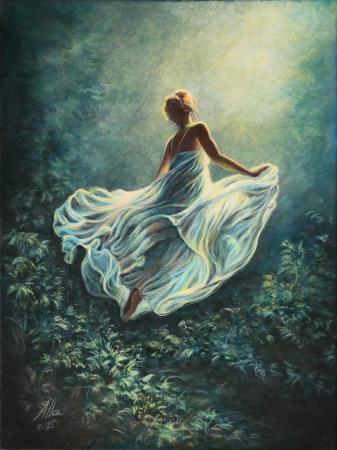 Ascending the Moonlit Path – Symbolist Dreamscape