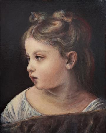 Young Girl in Profile – Classical Realism Portrait, Inspired by William-Adolphe Bouguereau