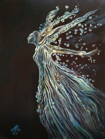 Water Spirit – Flowing Female Figure in Motion