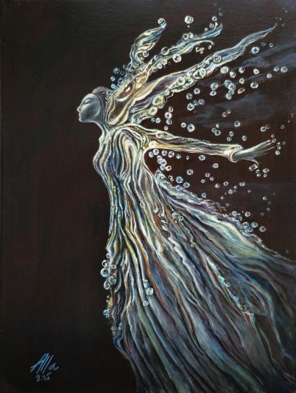 Water Spirit – Flowing Female Figure in Motion