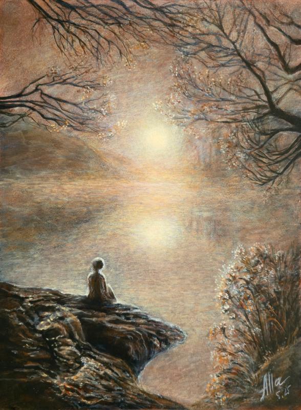 Watching the Sunrise – Romantic Symbolist Landscape